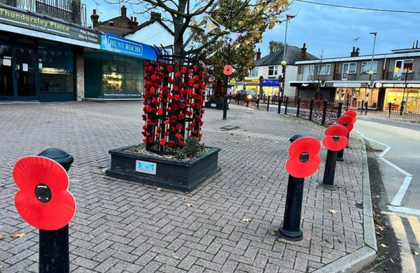  Knitted and crochet poppies on display