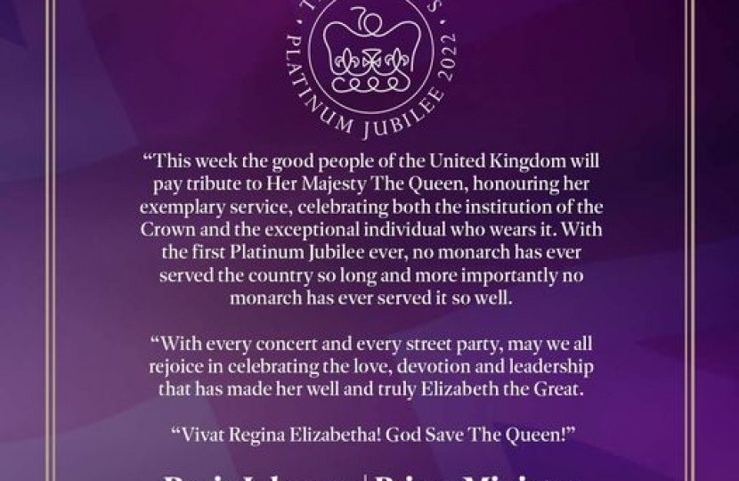 The Prime Minister’s message ahead of Her Majesty The Queen’s #PlatinumJubilee  celebrations next